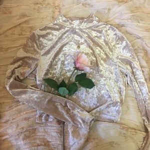 baby pink velvet crop top